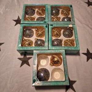 Lot of 18 Christmas By‎ Krebs Glitter Hand Decorated Glass Ornaments w/Crowns
